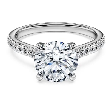 Anillo solitario Eternity Diamantes creados en laboratorio peso total de 2 2 quilate Talla redonda Oro blanco de 14 quilates